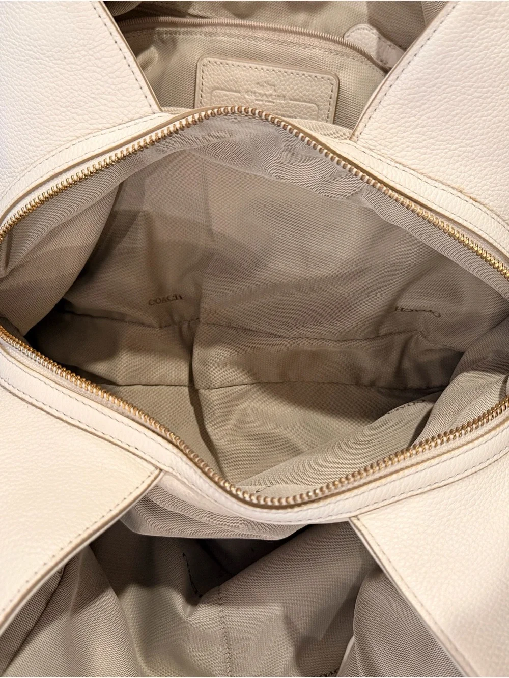 Coach Edie 31 Chalk White Pebbled Leather Shoulder Bag with Gold Hardware